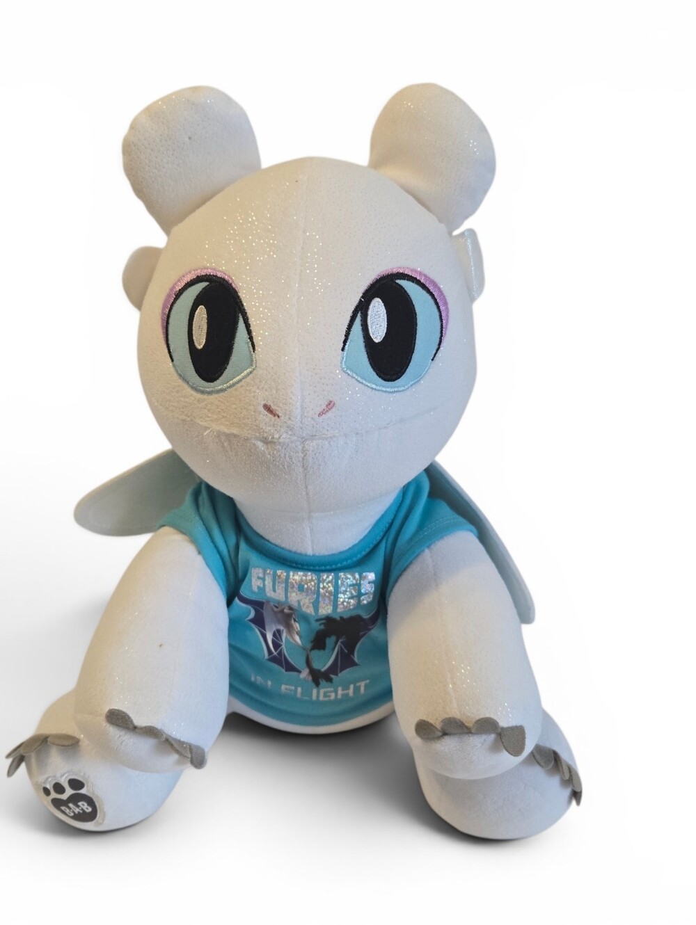Build A Bear How To Train Your Dragon Light Fury White w/ Wings & Shirt